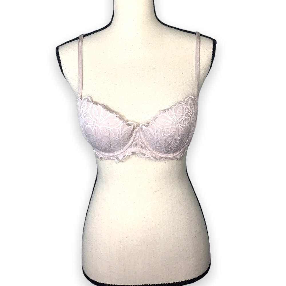 Victoria's Secret PINK Date Push-Up Bra Baby Pink Lace Size 36B EUC